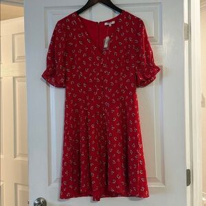 Red silk Madewell dress NWT